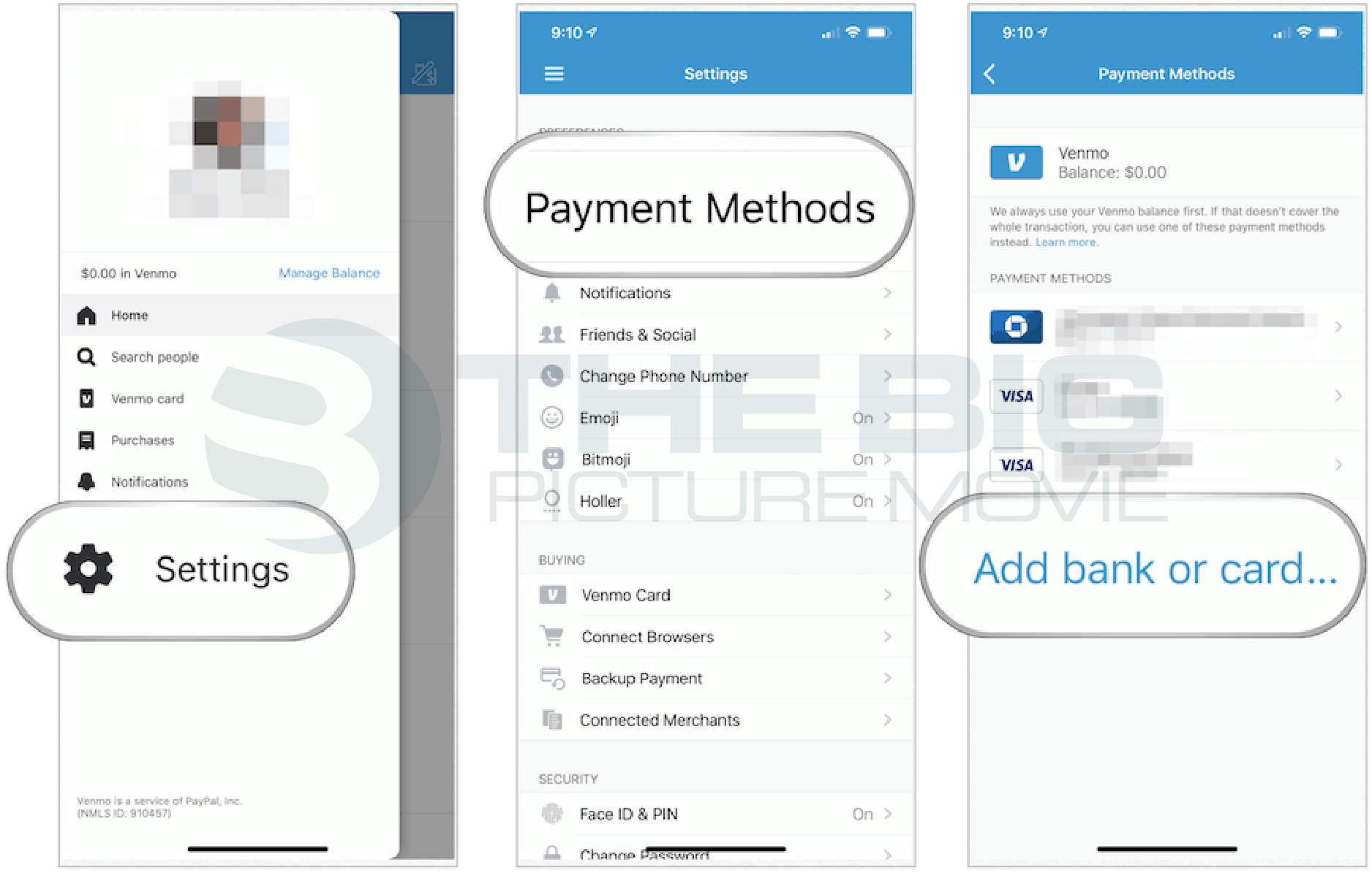 steps to link your bank account to the Venmo app.
