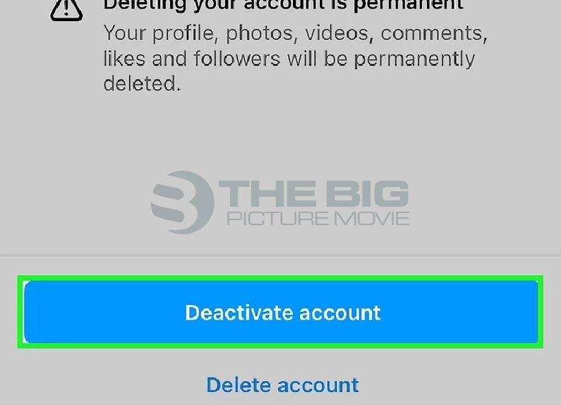 Tap deactivate account option to temporarily disable Instagram 