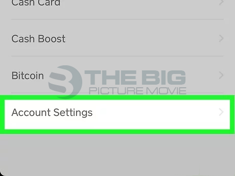 Tap on Account settings option to delete cash app history