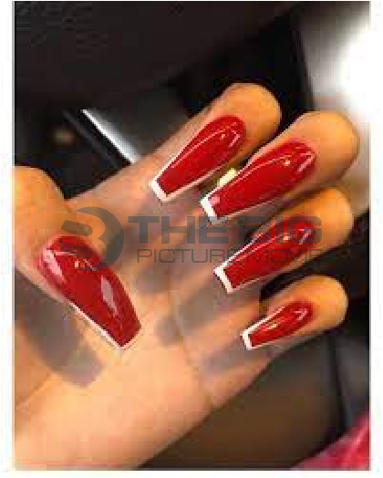 Coffin Nail art with Red and White Color