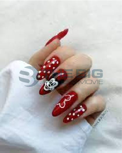 Funky Red and White Nails